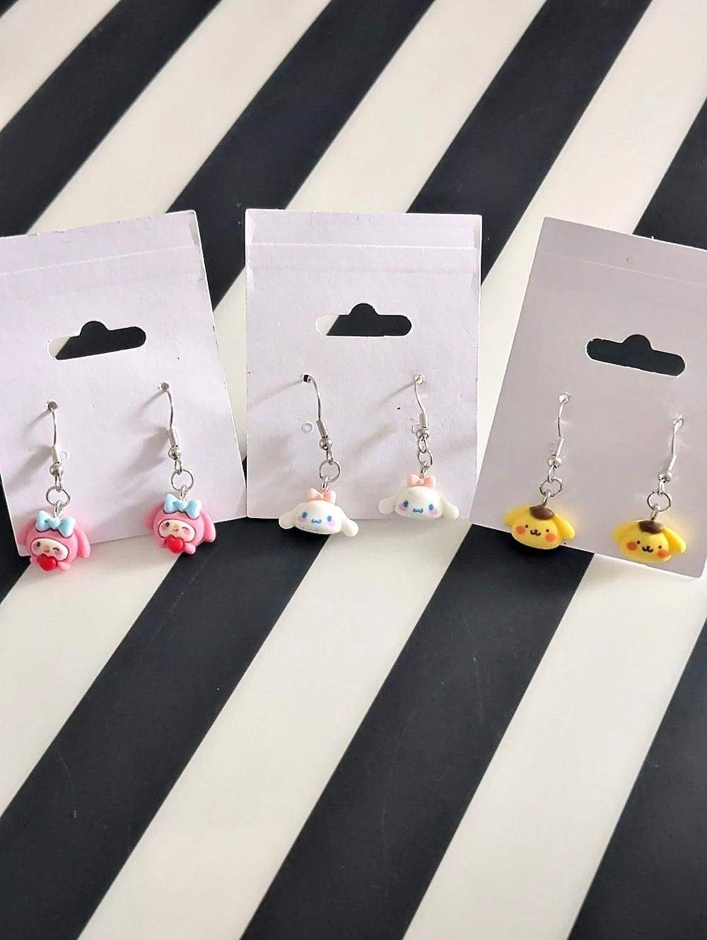 Sanrio Cute Kawaii Earrings My Melody Cinnamoroll Pompom Purin